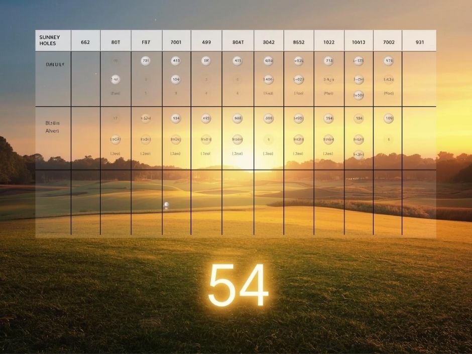 สกอร์การ์ดกอล์ฟที่แสดง 18 เบอร์ดี้ และสกอร์รวม 54 เรืองแสง สื่อถึงแนวคิด VISION54