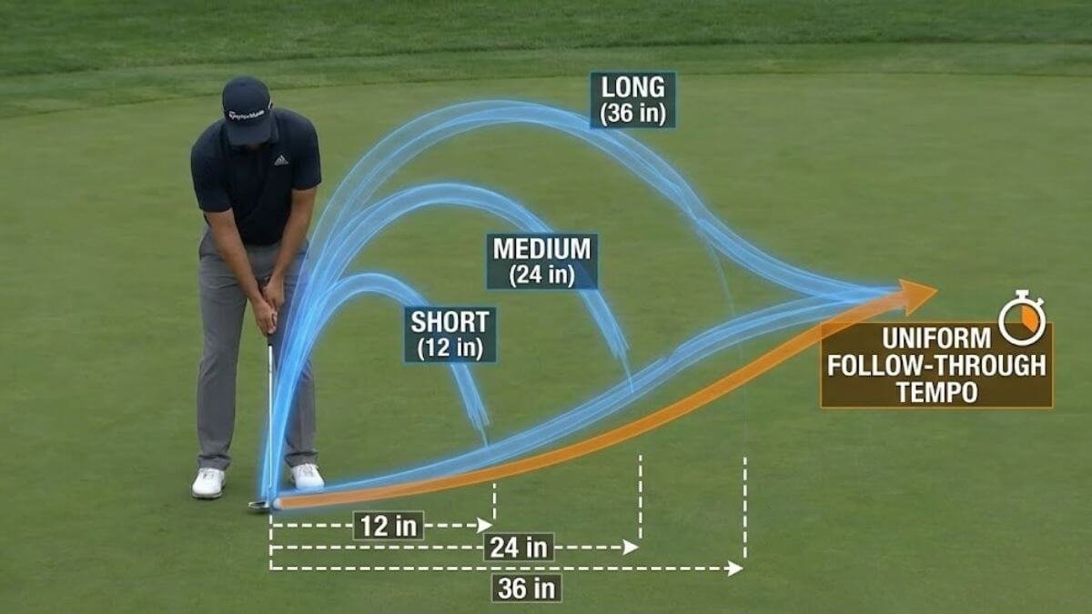 เทคนิคการขึ้นไม้พัตเตอร์ในระยะต่างๆ เพื่อกำหนดระยะทางโดยใช้จังหวะคงที่