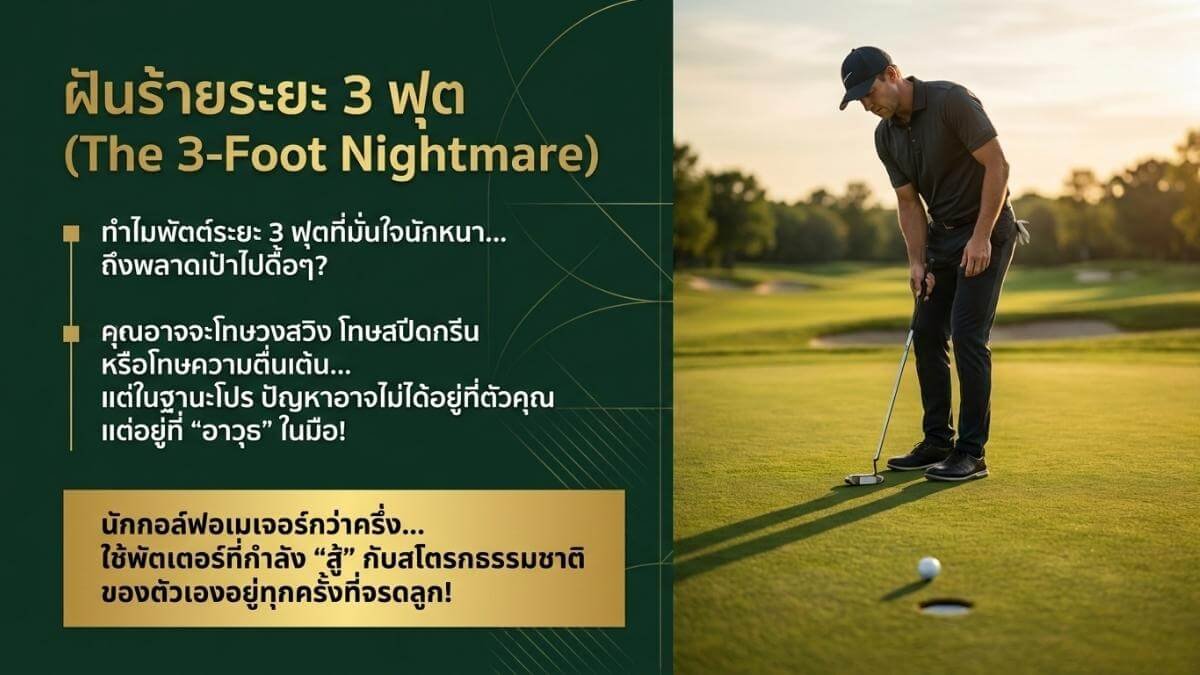 นักกอล์ฟกำลังเครียดกับการอ่านไลน์พัตต์บนกรีน